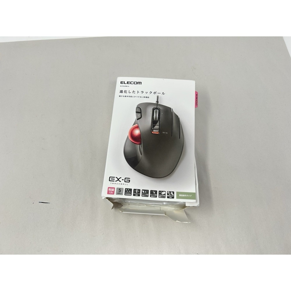 ELECOM, EX-G Trackball Mouse, Wired, Thumb Control, Ergonomic Design, 5-Button